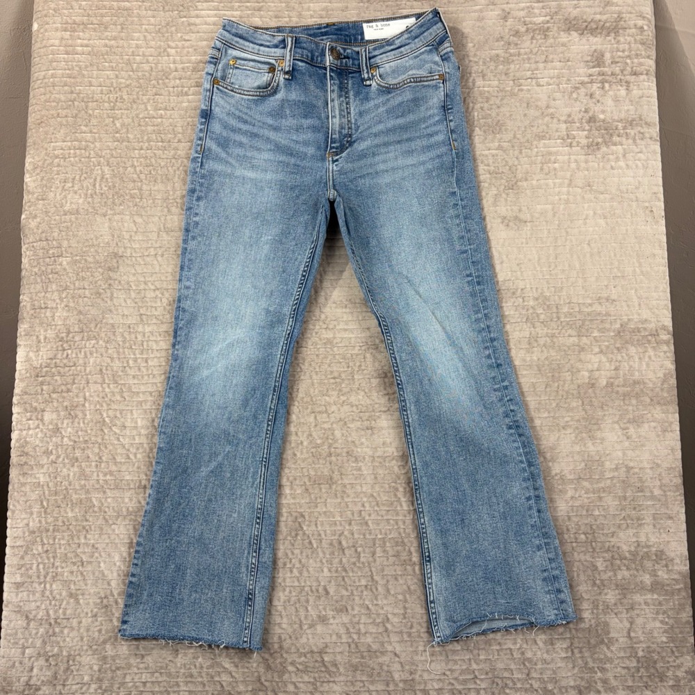Rag & Bone Nina High-Rise Ankle‎ Flare Jeans Austin Wash 27 WDD24S2972FUAU
